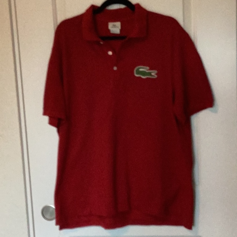 Lacoste Vibrant Red Polo with Green Crocodile Logo 7